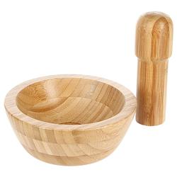 Foto van Decopatent® vijzel met stamper van bamboe hout ø13 cm - fijnstampen en