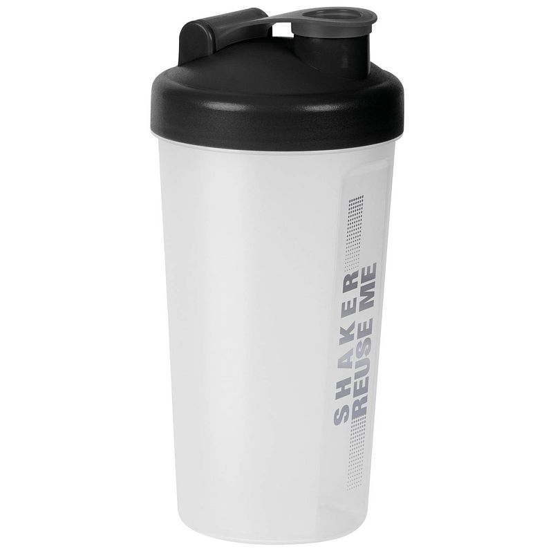 Foto van Juypal shakebeker/shaker/bidon - 700 ml - zwart - kunststof - shakebekers