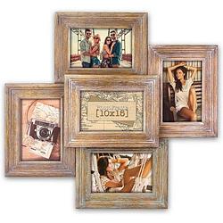 Foto van Zep - multi vintage houten fotolijst corey bruin voor 5 foto's 10x15 afmeting 45x49 cm - la5546