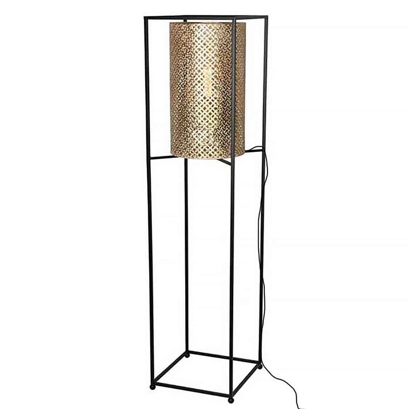 Foto van Freelight vloerlamp petrolio h 152 cm b 35 cm goud zwart