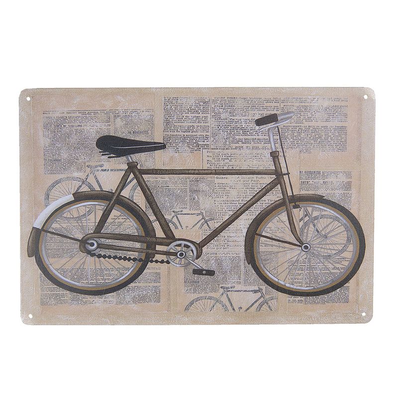 Foto van Clayre & eef tekstbord 30x20 cm beige grijs ijzer rechthoek fiets wandbord spreuk wandplaat beige wandbord spreuk