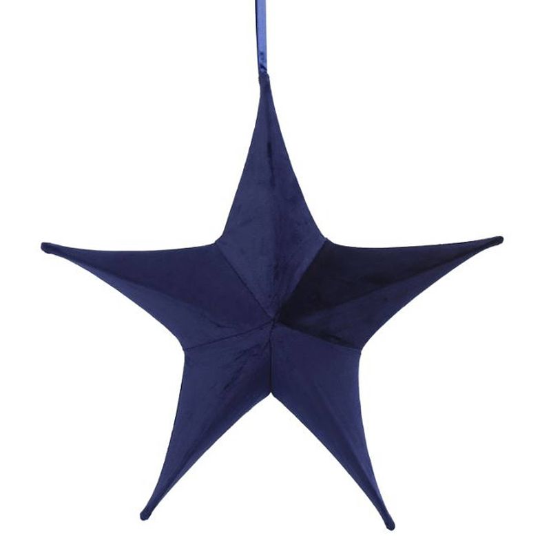 Foto van Tom kersthanger maria ster 40 cm fluweel donkerblauw