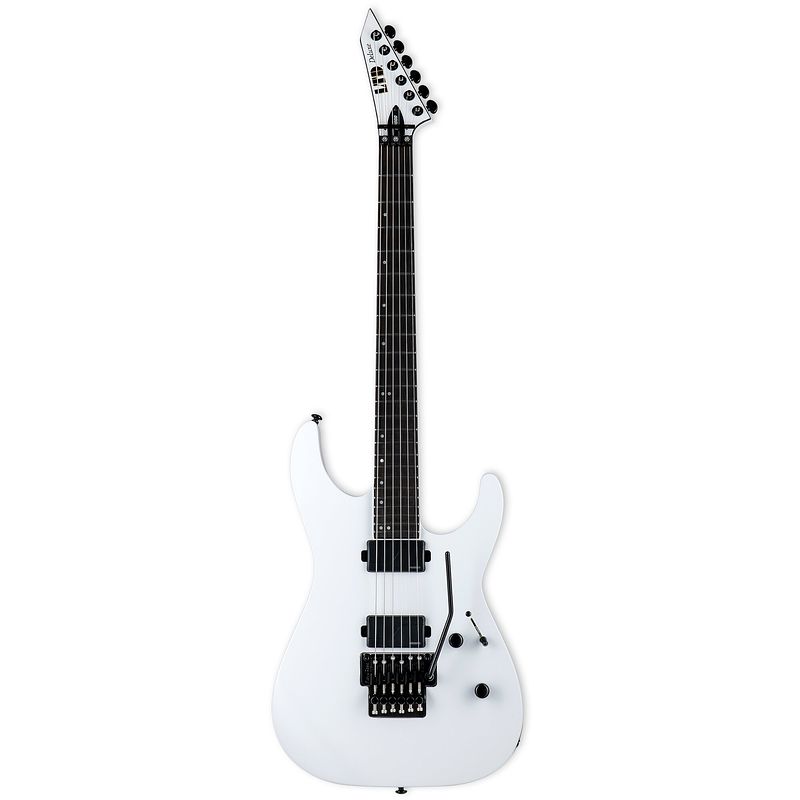 Foto van Esp ltd deluxe m-1000 snow white met fishman fluence modern elementen en floyd rose 1000se