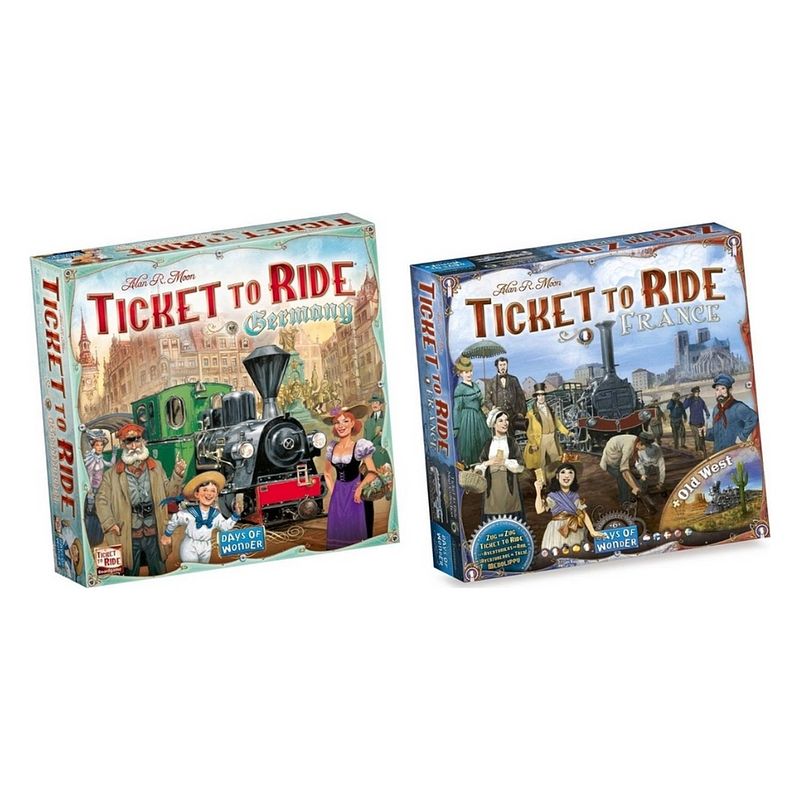 Foto van Spellenbundel - ticket to ride - 2 stuks - uitbreidingen - frankrijk + old west & duitsland