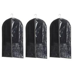 Foto van Set van 5x stuks kleding/beschermhoes zwart 100 cm inclusief kledinghangers - kledinghoezen