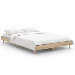 Foto van The living store bedframe sonoma eiken - 193x123x20 cm - multiplex lattenbodem