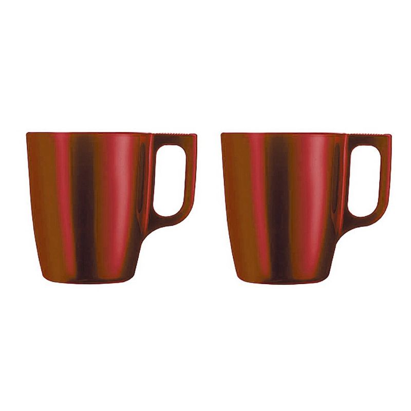 Foto van Set van 8x stuks koffie mokken/bekers metallic rood 250 ml - bekers