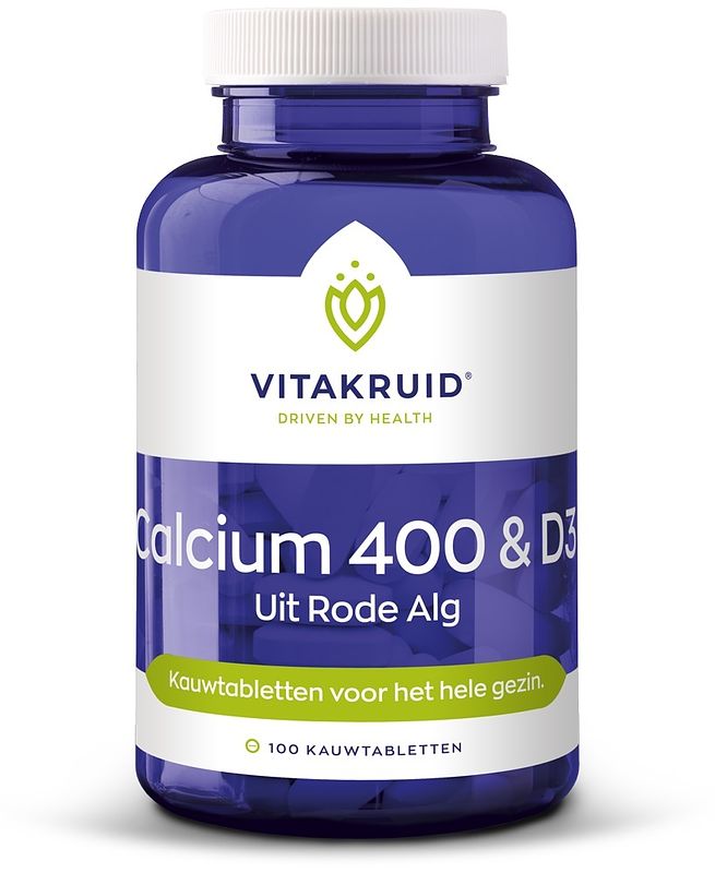 Foto van Vitakruid calcium 400 & d3 uit rode alg kauwtabletten