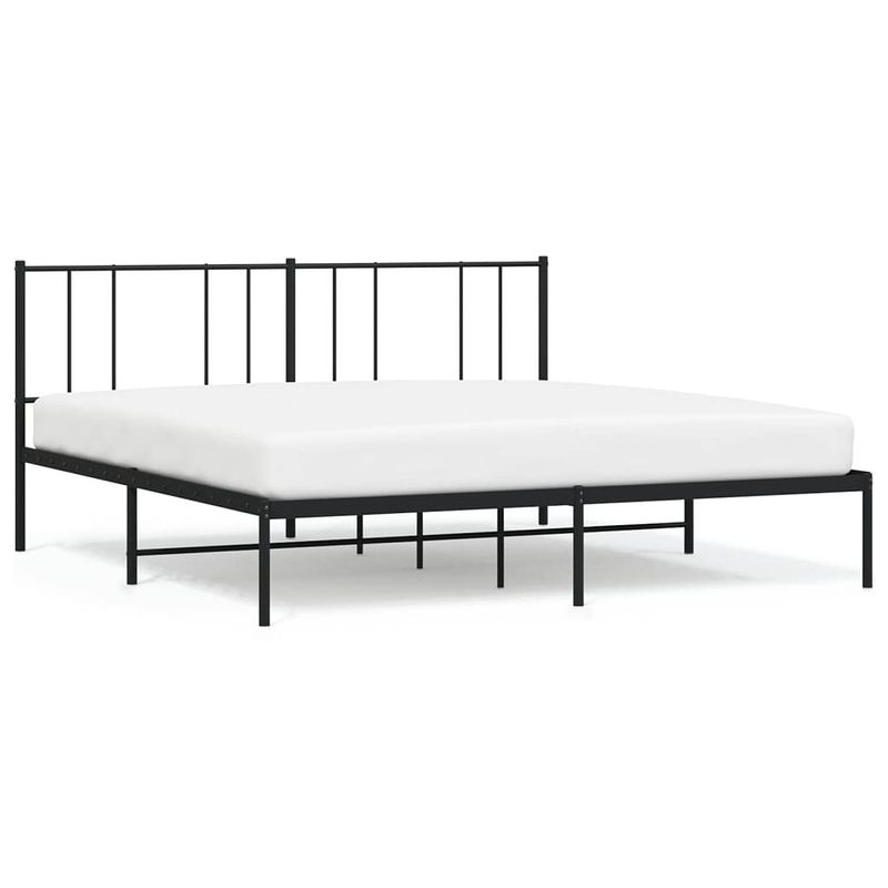 Foto van Vidaxl bedframe met hoofdbord metaal zwart 183x213 cm