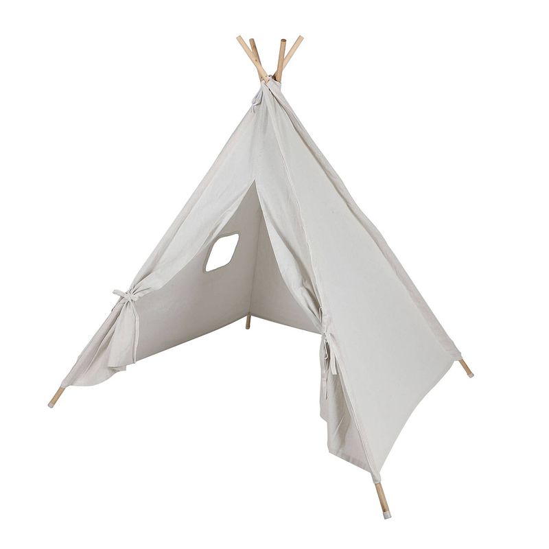 Foto van Urban living tipi speeltent voor kinderen - 120 x 120 x 150 cm - creme wit - speeltenten