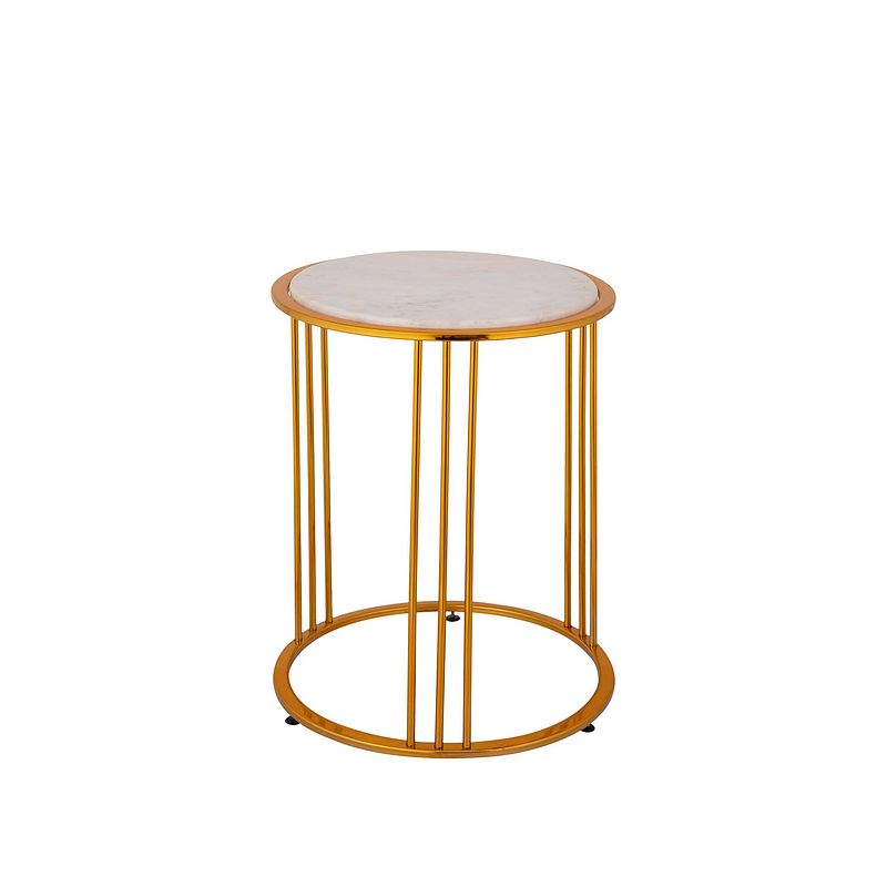 Foto van Ptmd xamm gold marble iron sidetable round