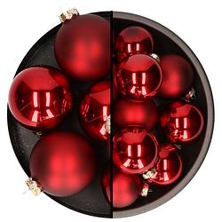 Foto van Othmar decorations kerstballen - 10x st - donkerrood - glas - 8 en 10 cm - kerstbal