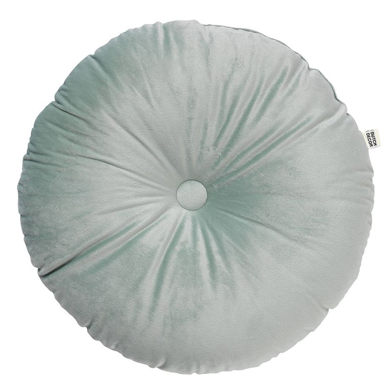 Foto van Dutch decor olly - sierkussen rond velvet jadeite 40 cm - groen - groen