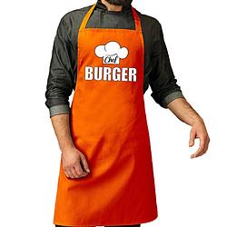 Foto van Schort chef burger oranje voor heren - koningsdag/ nederland/ ek/ wk - feestschorten