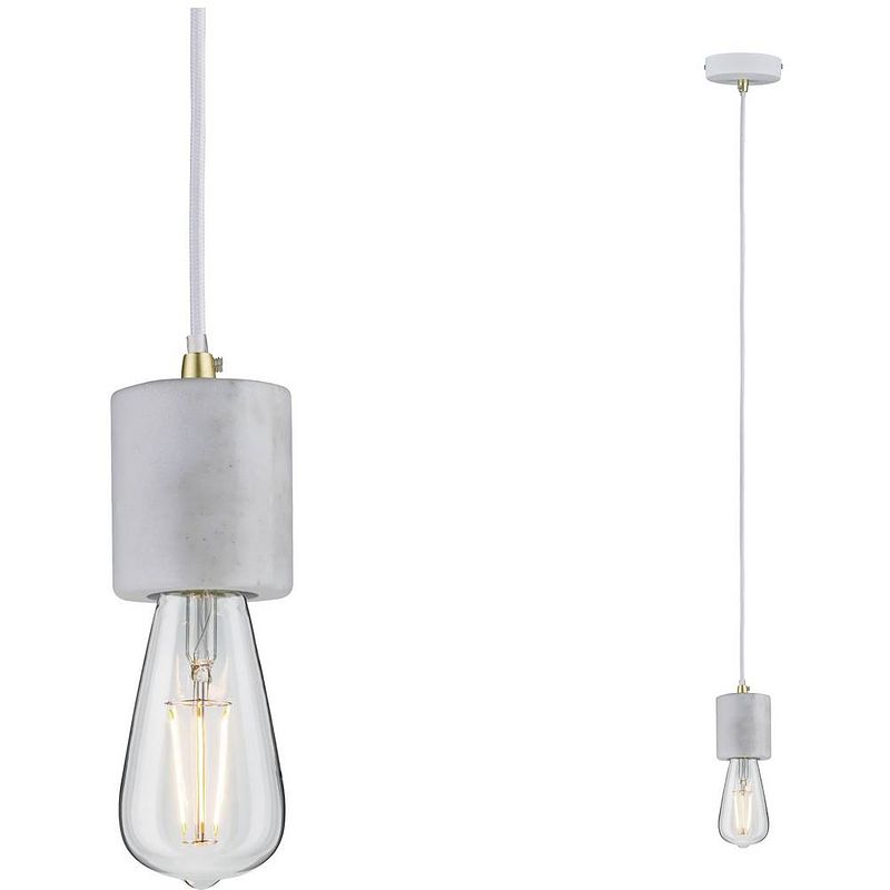 Foto van Paulmann nordin 79750 hanglamp led e27 wit, marmer, goud (mat)