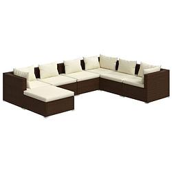 Foto van Vidaxl 7-delige loungeset met kussens poly rattan bruin