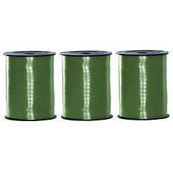 Foto van 3x stuks groen cadeau sier lint 500 meter x 5 milimeter breed - cadeaulinten