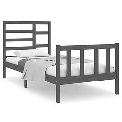 Foto van The living store houten bedframe - eenpersoonsbed - 75 x 190 cm - grijs