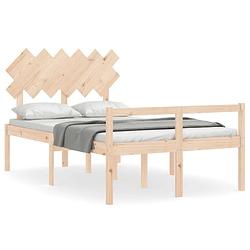 Foto van The living store bed grenenhout - bedframe - 205.5 x 125.5 cm - multiplex lattenbodem - functioneel hoofd- en