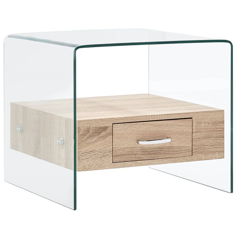 Foto van Vidaxl salontafel met lade 50x50x45 cm gehard glas