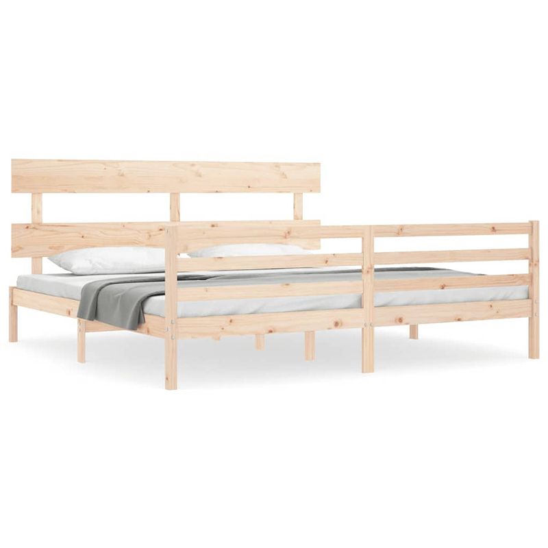 Foto van The living store bedframe - massief grenenhout - multiplex lattenbodem - functioneel hoofd- en voeteneinde - 205.5 x