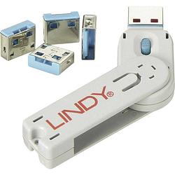 Foto van Lindy usb-lock + key usb-poortslot set van 4 stuks blauw incl. 1 sleutel