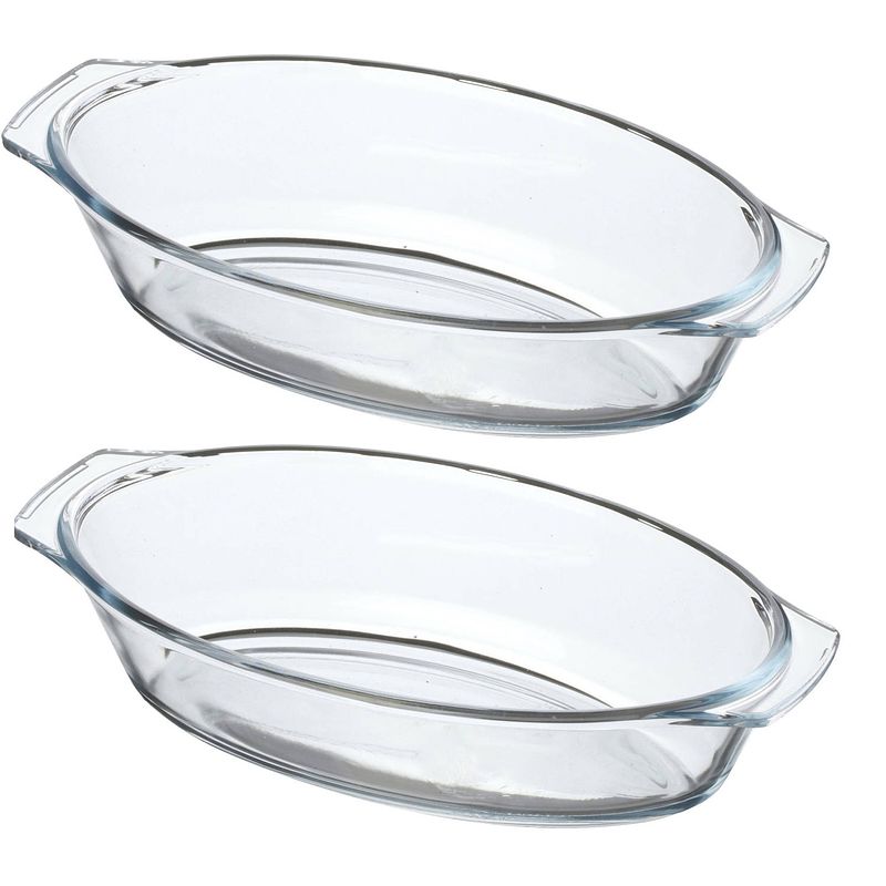 Foto van Chef traiteur ovenschaal van borosilicaat glas - 2x - ovaal - 0.7 liter - 24 x 13 x 5 cm - ovenschalen