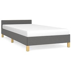 Foto van The living store bedframe - donkergrijs - 203 x 103 x 50 cm - stof - multiplex lattenbodem