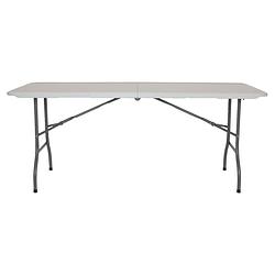 Foto van Lowander inklapbare tafel 180x70 cm - klaptafel vouwtafel campingtafel - extra stabiel - wit