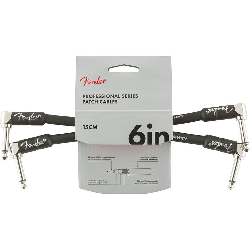 Foto van Fender professional series black patchkabel 15 cm (2 stuks)