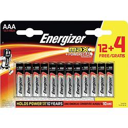 Foto van Energizer batterijen max aaa, blister van 12 + 4 gratis