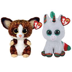 Foto van Ty - knuffel - beanie boo's - bush baby galago & christmas unicorn