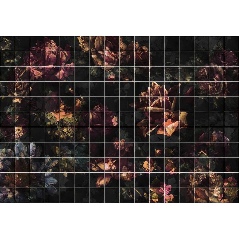 Foto van Komar tiles flowers vlies fotobehang 400x280cm 8-banen