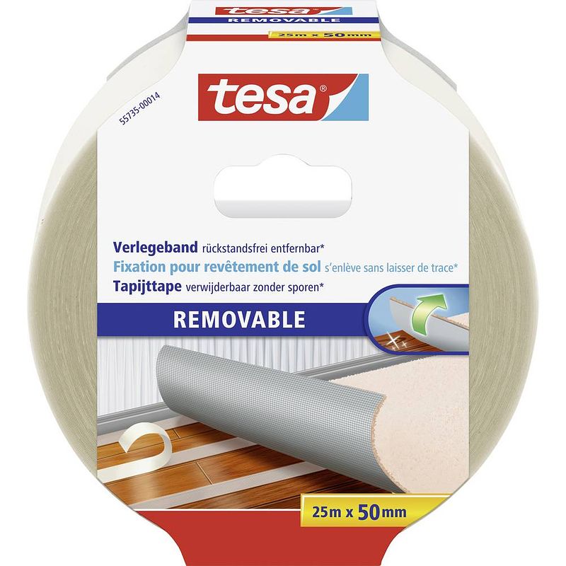 Foto van Tesa removable 55735-00014-11 bevestigingstape transparant (l x b) 25 m x 50 mm 1 stuk(s)