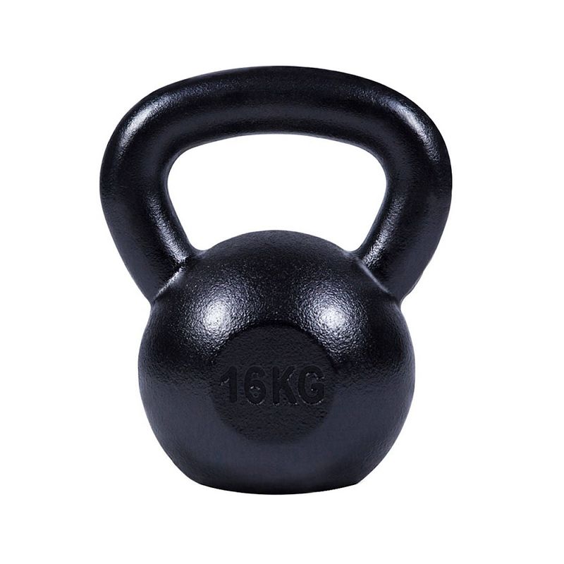 Foto van Gorilla sports - kettlebell - gietijzer zwart - 16 kg - extra stabiel