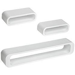 Foto van Tectake® - wandplanken liv - set van 3 - hoogglans mdf - wit - 403188