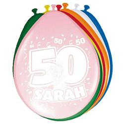 Foto van 8x stuks ballonnen versiering 50 jaar sarah - ballonnen