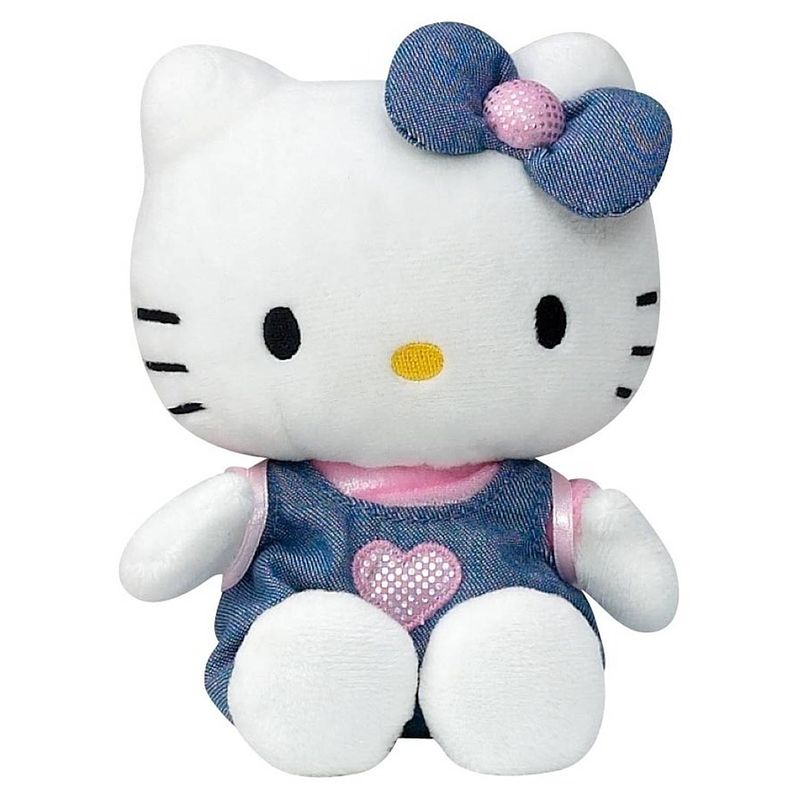 Foto van Pluche hello kitty met blauw jurkje 15 cm - knuffeldier