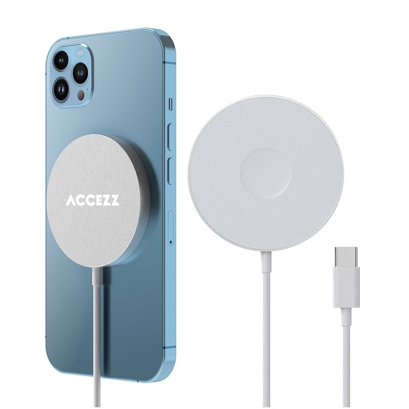 Foto van Accezz wireless magsafe charger usb-c - 1 meter oplader wit