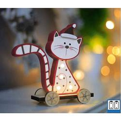 Foto van Hellum 524185 houten figuur kat (zittend) warmwit led bont