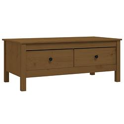 Foto van The living store salontafel massief grenenhout - honingbruin - 100 x 50 x 40 cm - opbergruimte