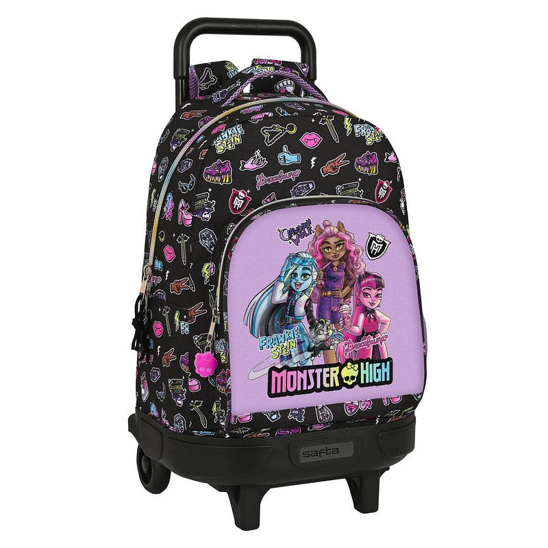 Foto van Schoolrugzak met wielen monster high creep zwart 33 x 45 x 22 cm