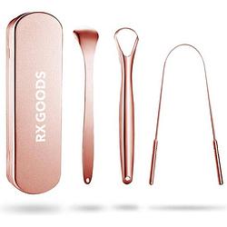 Foto van Rx goods rosé gouden tongschraper voor mondverzorging - 4 stuks - duurzaam & herbruikbaar