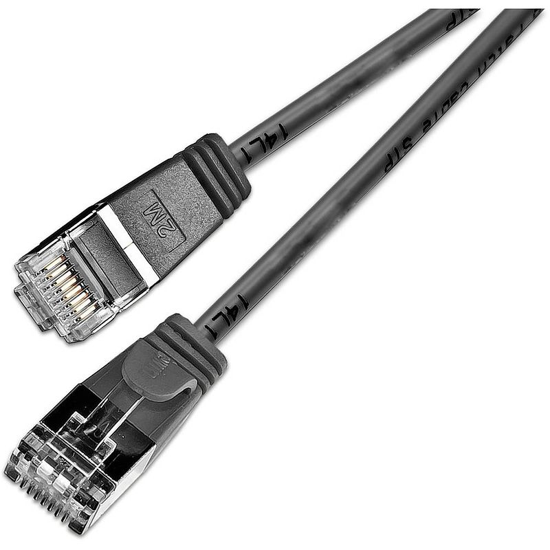 Foto van Slim wirewin pkw-light-stp-k6 3.0 sw rj45 netwerkkabel, patchkabel cat 6 u/ftp 3.00 m zwart 1 stuk(s)