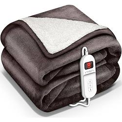 Foto van Sinnlein- elektrische deken met automatische uitschakeling, bruin, 160x120 cm, warmtedeken met 9 temperatuurniveaus,...