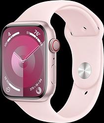 Foto van Apple watch series 9 4g 45mm roze aluminium sportband m/l