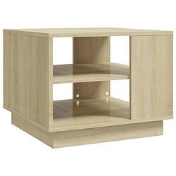 Foto van The living store salontafel - sonoma eiken - 55 x 55 x 43 cm - opbergruimte