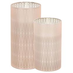 Foto van Luxe led kaarsen in glas - set 2x st - 12,5 en 15 cm - warm wit - led kaarsen