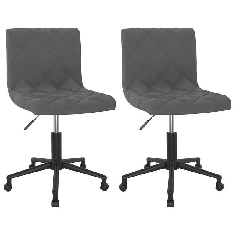 Foto van The living store eetkamerstoelen set - donkergrijs fluweel - gepoedercoat staal - 40 x 43 x (76-87.5) cm - draaibaar