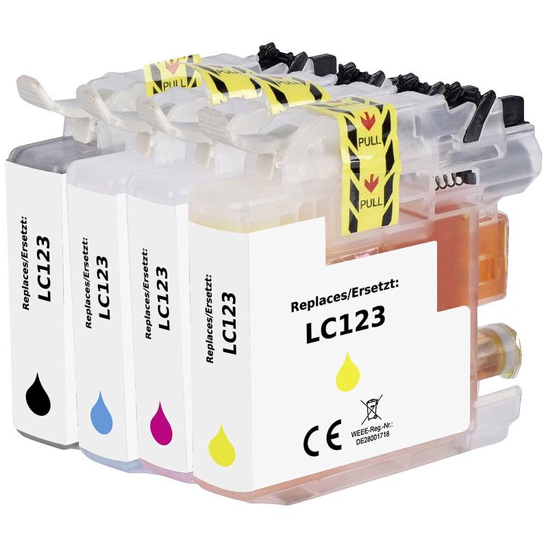 Foto van Renkforce inkt combipack vervangt brother lc-123 (lc123valbpdr) compatibel zwart, cyaan, magenta, geel rf-5679774